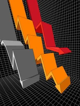 Three falling arrows in abstract business diagram Stock Illustration