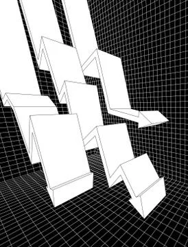 Three falling arrows in abstract business diagram Stock Illustration