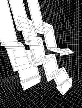 Three falling arrows in abstract business diagram Stock Illustration