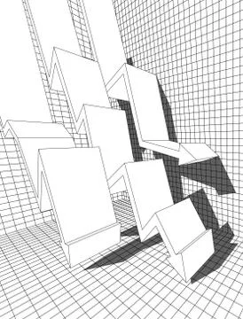 Three falling arrows in abstract business diagram Stock Illustration