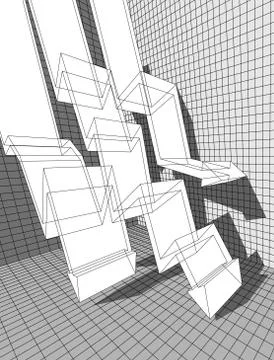 Three falling arrows in abstract business diagram Stock Illustration