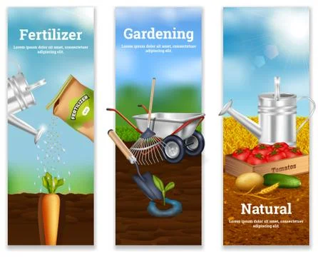 Three Farming Vertical Banners Ilustración de archivo