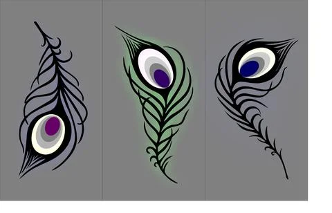 Three feathers of the firebird design for interior, illustration Stock Illustration
