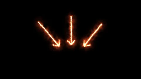 Three Fiery Arrows Descend on Black Background in Sequence Stock Footage 318773541