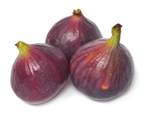 Three figs isolated on white background Stock Photos