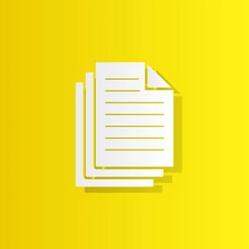Three file document white icon with shadow Stock Illustration