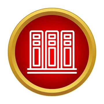 Three file folders on shelf organizing documents icon Stock Illustration