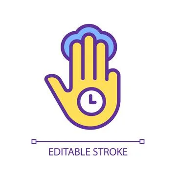 Three finger holding pixel perfect yellow RGB color icon Stock Illustration