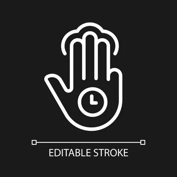 Three finger holding pixel perfect white linear icon for dark theme 스톡 일러스트