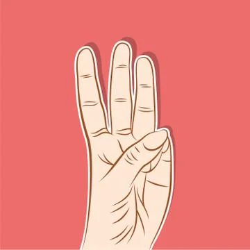 Three finger pointing up or count number three by finger design Stock Illustration