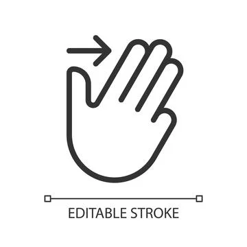 Three finger swipe pixel perfect linear icon Stock Illustration