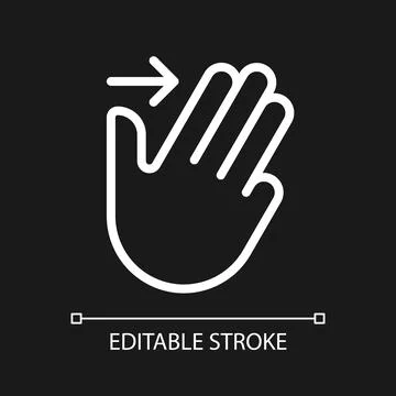 Three finger swipe pixel perfect white linear icon for dark theme Stock Illustration