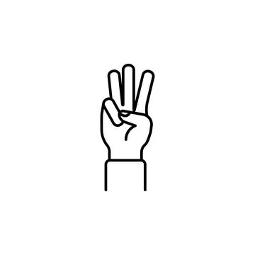 Three finger vector icon. Hand gesture icon line style Stock-Illustration