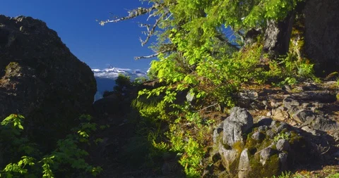 Three Fingered Jack rises along the crest of the Oregon Cascades Stock Footage 127684046