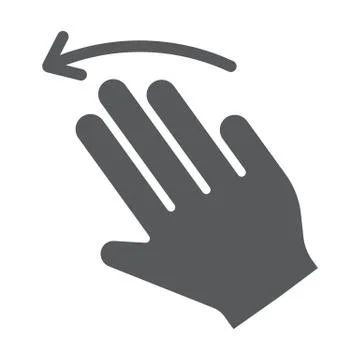 Three fingers flick left glyph icon, gesture and hand, click sign, vector Stockillustratie