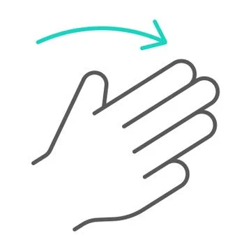 Three fingers flick right thin line icon, gesture and hand, click sign, vector Stock Illustration