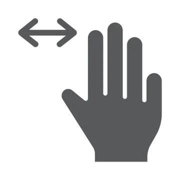 Three fingers horizontal scroll glyph icon, gesture and hand, flick sign, vector Illustrazione stock