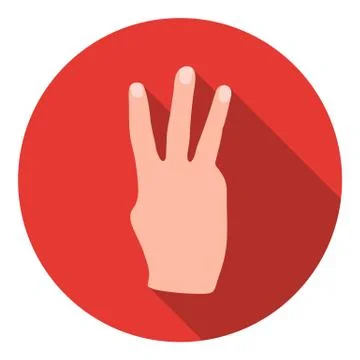 Three fingers icon in flat style isolated on white background. Hand gestures Stock Illustration