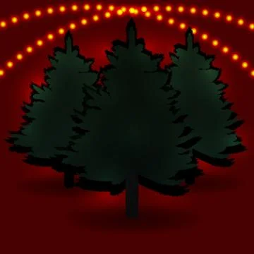 Three fir tree and their shadows for advertising and announcements. Christm.. Stock Illustration