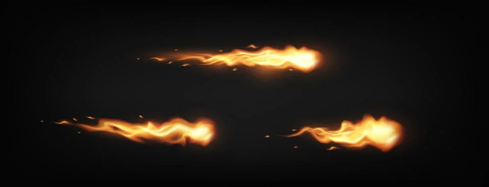 Three fire trails on dark background Stock Illustration