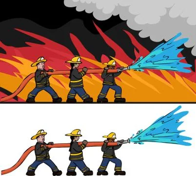 Three Firefighters Stock Illustration