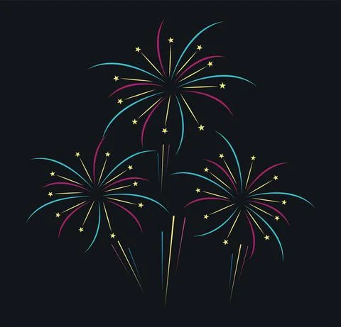Three fireworks explosion icons Illustrazione stock