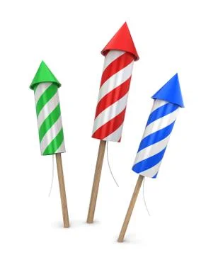 Three fireworks Stock Illustration