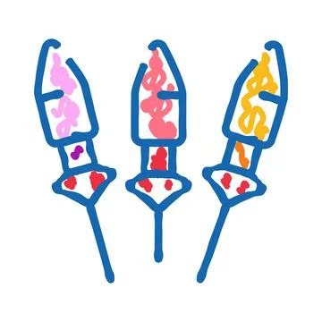Three fireworks rockets launching celebrating festive occasion Stock Illustration