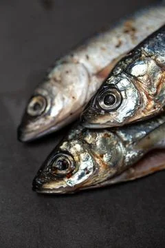 Three fish close-up. pickled fish for cooking dishes Stock Photos