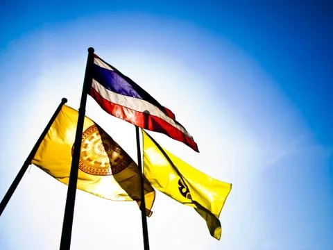 Three flag on sunshine Stock Photos