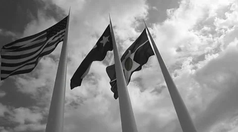Three Flags Black And White Video stock 33639597