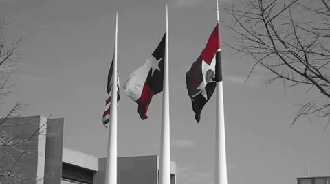 Three Flags Black And White With Color Accent Video stock 36672112