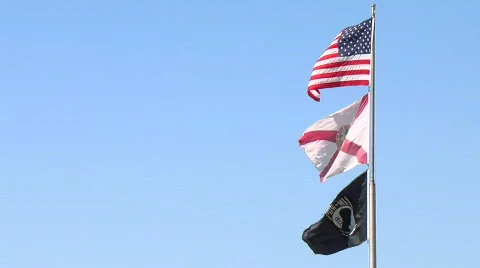Three flags in the breeze Stock Footage 477613