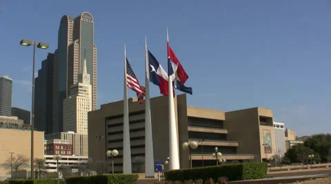 Three Flags City Hall And Dallas Skyline Video stock 36640011