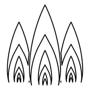Three flame fire Burn bonfire 3 tongues icon outline black color vector illus Stock Illustration