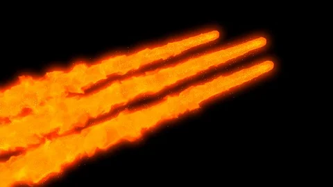 Three flames running in four directions isolate on blue background. Stock Footage 125000738