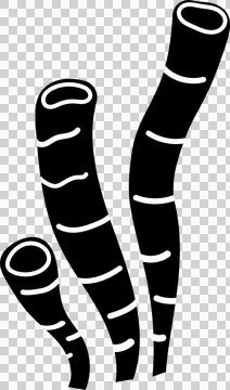 Three flat style black tubes with white bands are floating over transparent Ilustração Stock