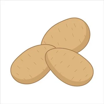 Three flat-style potatoes on white background for use in clipart Illustrazione stock