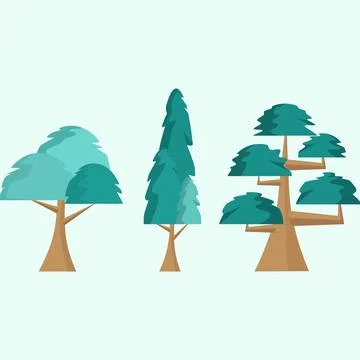Three flat trees in minimalist style Stock Illustration