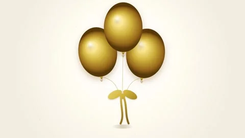 Three floating gold balloons bunch animation for celebration, party, and lu.. Stock Footage 346241775
