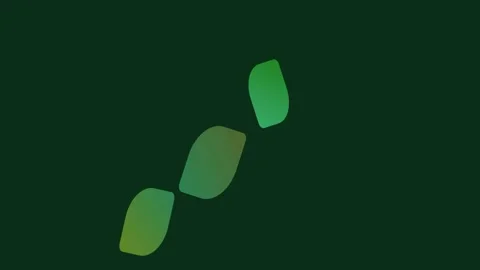 Three floating green leaf shapes arranged diagonally on a dark background Video stock 335117677