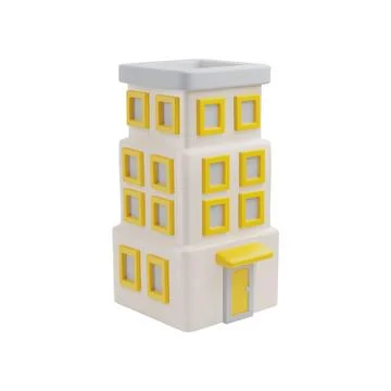 Three floors building 3D style vector, isometric house hotel or office apartment Ilustración de archivo
