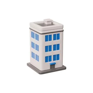 Three floors building 3D vector icon, isometric house apartment isolated, real Ilustración de archivo