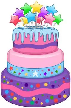 Three Floors Cake With Stars Stock Illustration
