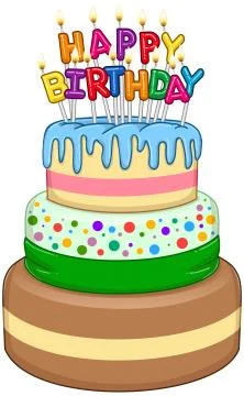 Three Floors Happy Birthday Cake With Candles Stock Illustration