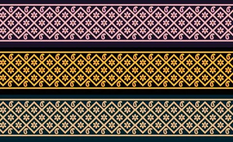 Three floral abstract border design background 스톡 일러스트