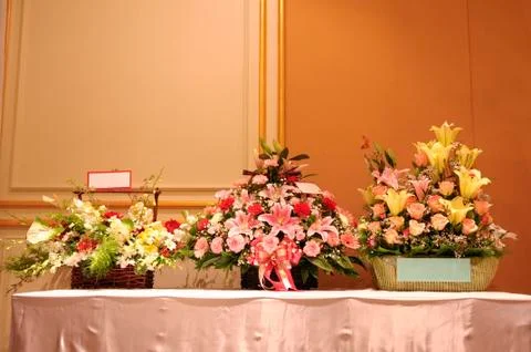Three flower buskets Stock Photos