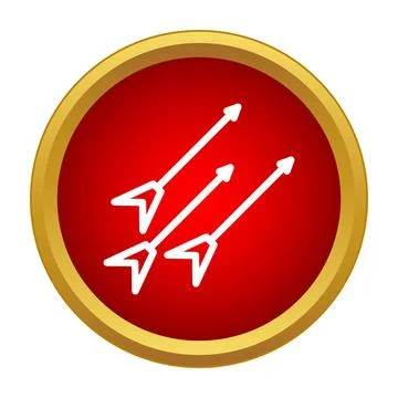 Three flying arrows in a red circular frame 库存插图