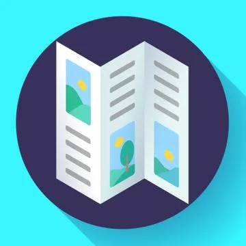 Three-fold brochure icon flat style vector illustration Stock Illustration