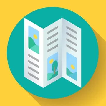 Three-fold brochure icon flat style vector illustration Illustrazione stock